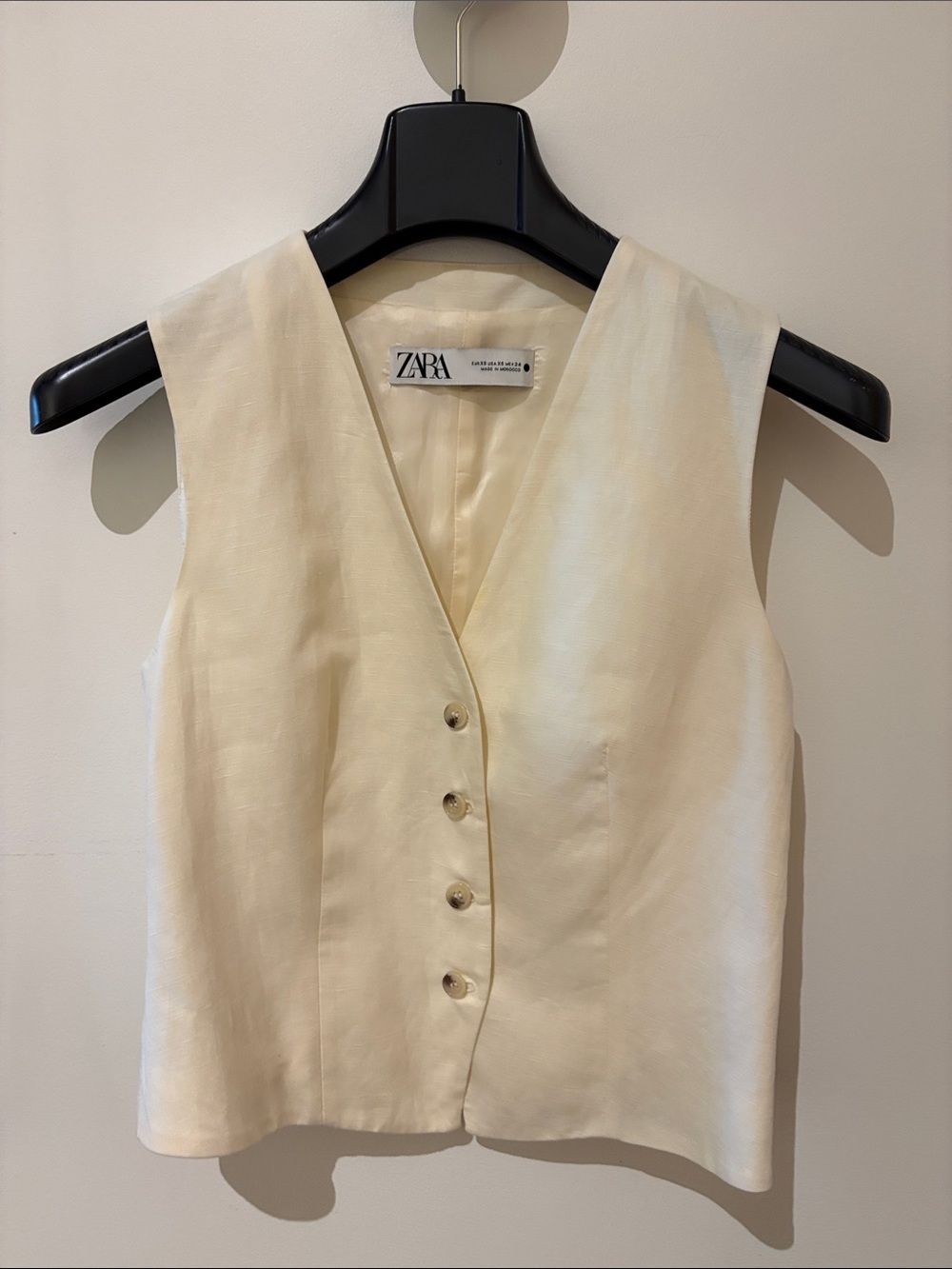Zara linen cream vest
